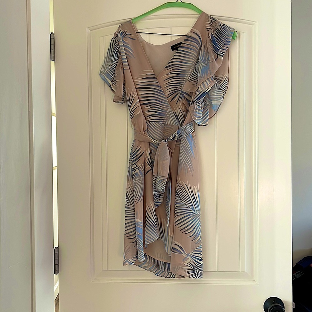 Vici— tropical print wrap dress